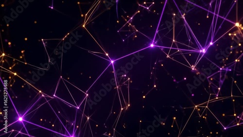 Wallpaper Mural Abstract Network Of Purple and Gold Glowing Data Points And Lines On Dark Background Torontodigital.ca