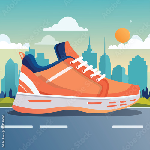 Close-Up of a Modern Sneaker with Detailed Stitching, Textured Fabric, and Sole Pattern – Isolated Footwear on Minimalist Background