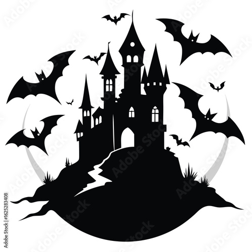 halloween castle vector illustration