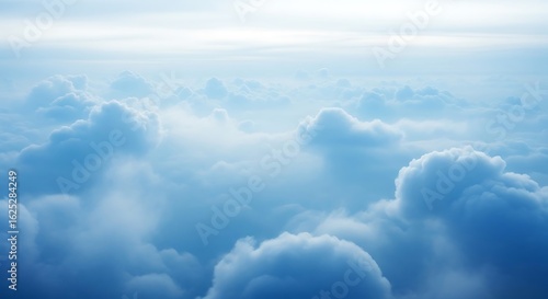 Fototapeta Naklejka Na Ścianę i Meble -  Aerial view of soft and fluffy clouds in a peaceful blue sky