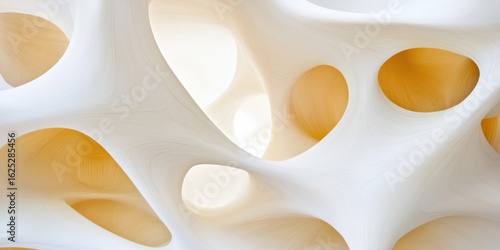 Abstract white and yellow background with organic fluid shapes and soft curves creating modern stylish design. Minimalist texture for creative concepts.
