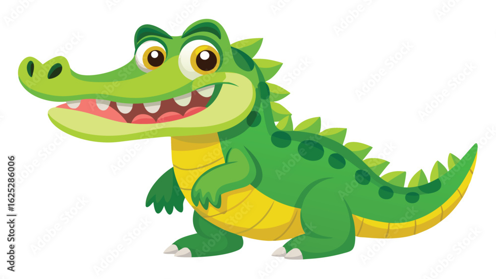 Fototapeta premium Vector illustration of a crocodile clipart, featuring a stylized crocodile in a simple, colorful design..eps