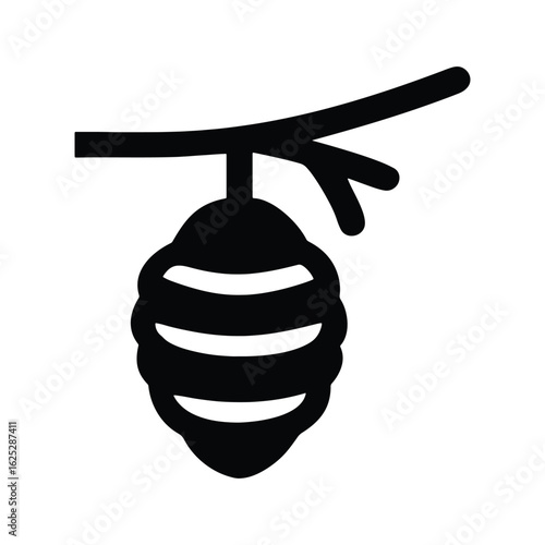 Minimalist Beehive Silhouette on a Branch