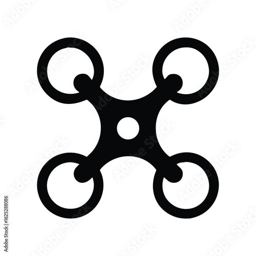 Simple black quadcopter drone icon silhouette
