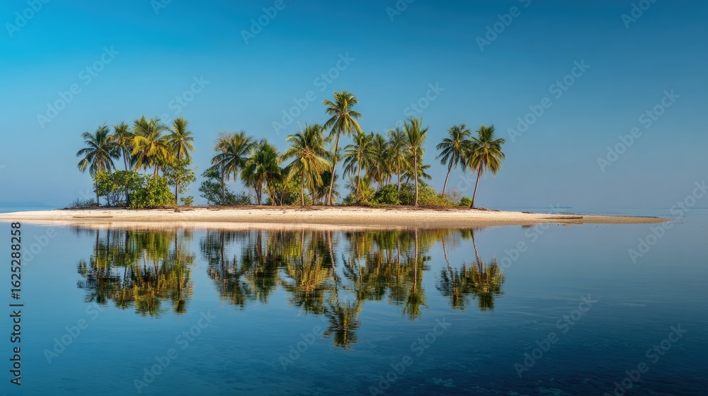 Obraz premium Amazing island panorama palm trees sea sand reflections beautiful landscape