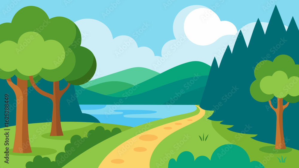 Obraz premium landscape with trees and mountains