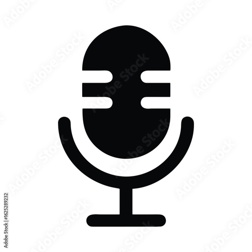 Retro microphone icon for audio recording and broadcast
