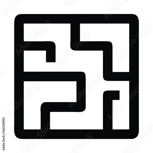 Simple black square maze icon on white background