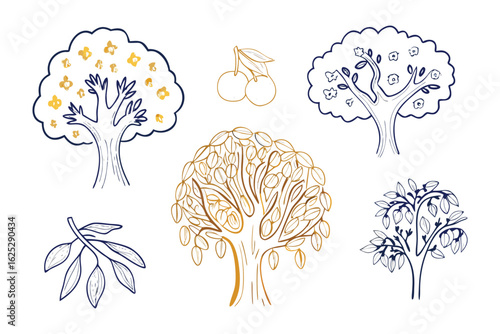 Hand-Drawn Tree Collection: A delightful collection of hand-drawn trees, featuring various shapes and styles, showcases the beauty and diversity of nature's arboreal wonders.