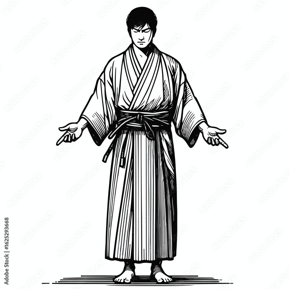 Obraz premium Japanese guy line art vector image