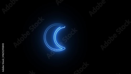 Wallpaper Mural Neon crescent icon animation, flickering emergence and fading moon. Torontodigital.ca