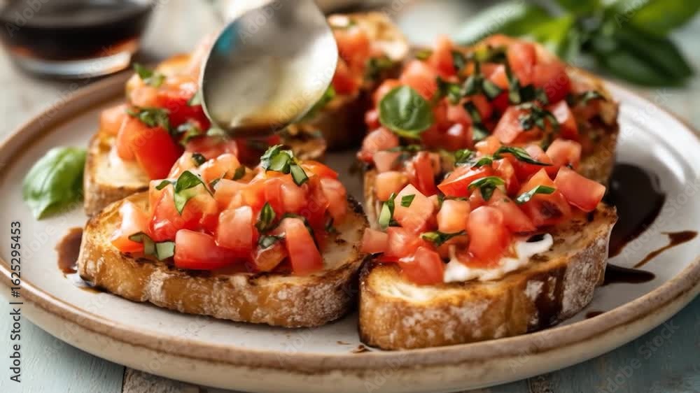 Fresh Bruschetta Platter: Toasted Bread Topped with Tomatoes and Basil Fresh Bruschetta Platter: Toasted Bread Topped with Tomatoes and Basil