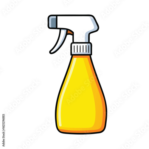 Yellow spray bottle with white trigger and grey nozzle cleaner