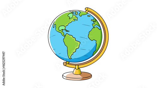 Cartoon globe of earth on stand