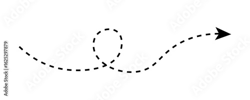 Long squiggle dashed line arrow