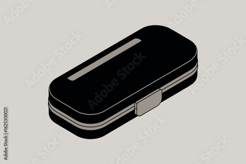 Sleek black clutch purse with silver accents on a neutral background