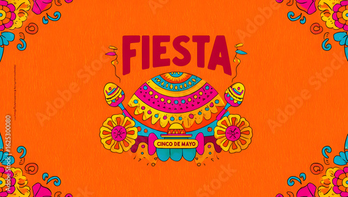 Vibrant fiesta celebration with colorful decorations and festive elements