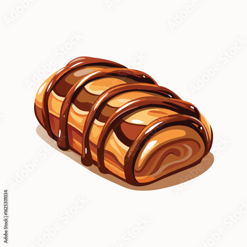 Chocolate swirl pastry with glossy glaze sweet