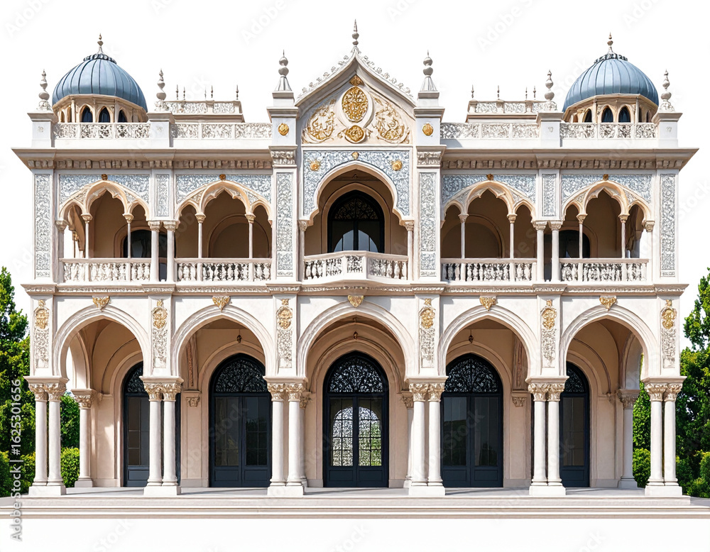 Fototapeta premium renaissance palace with arches and columns, transparent background