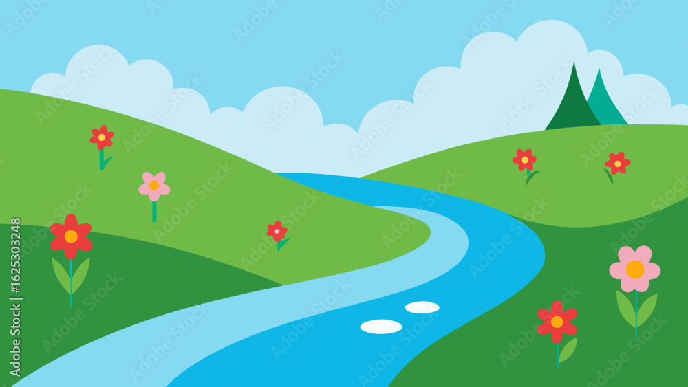 Fototapeta premium summer landscape with flowers