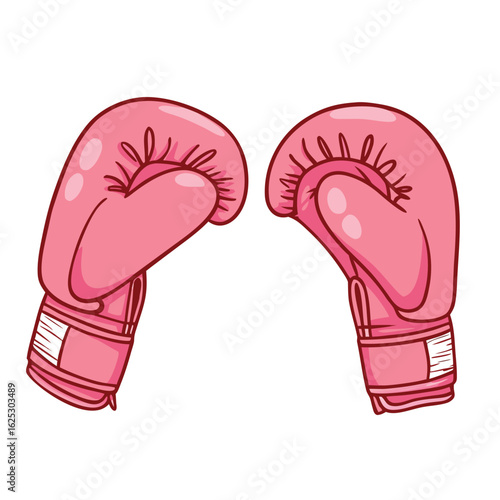 Pink boxing gloves with red outlines vector