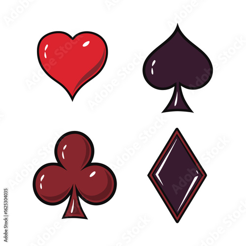 Playing card symbols hearts spades clubs diamonds vector