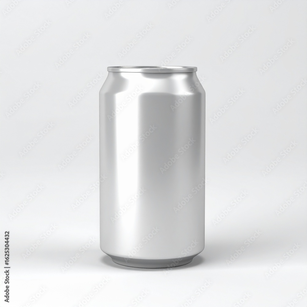 Blank silver aluminum can on white background Blank silver aluminum can on white background