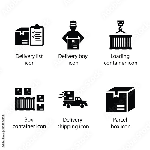Delivery list, Delivery boy, Loading container, Box, container, Delivery shipping, Parcel box, icon