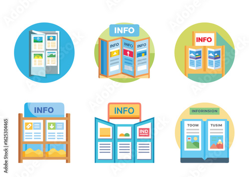 A Collection of Diverse Information Display Stands and Brochure Holders Illustration