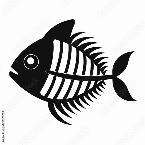 Illustration of a fish skeleton isolated on white background