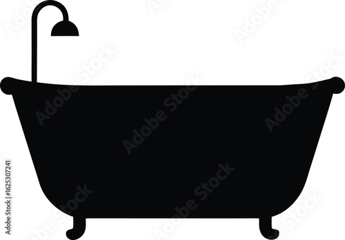 black bathtub silhouette on white background