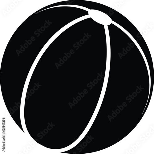 black beach ball silhouette on white background