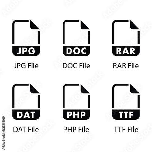 JPG, DOC, RAR, DAT, PHP, TTF, File icon