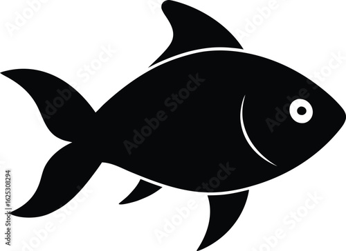 black fish silhouette on white background