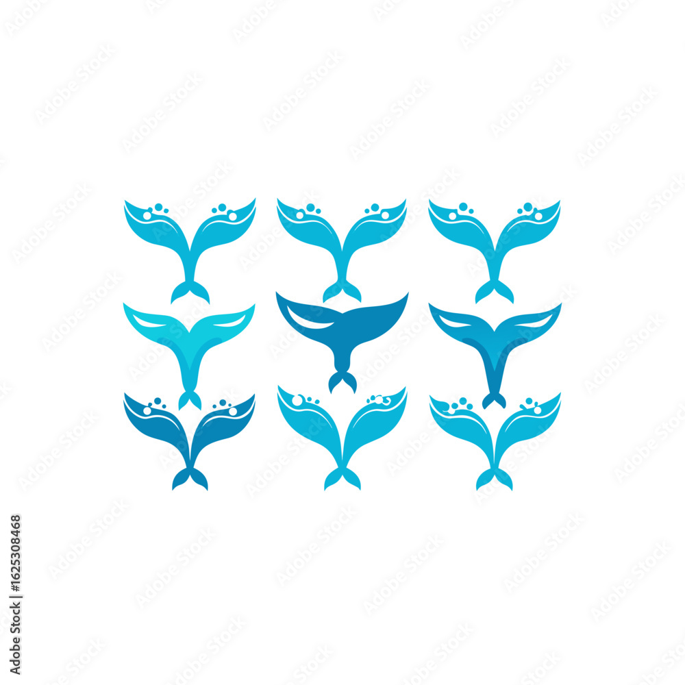 Fototapeta premium different whale tail set 