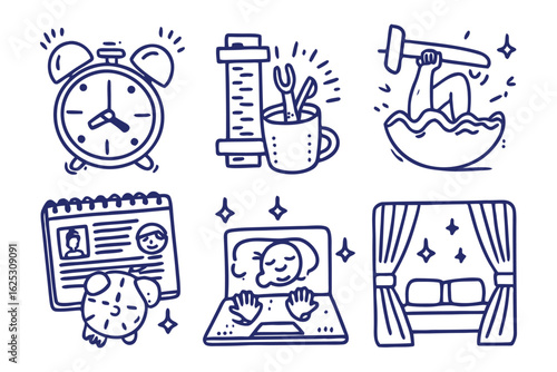 Morning Rituals in Illustration: A captivating array of graphic elements that encapsulates the essence of the morning routine, offering a fresh perspective on the daily experience.