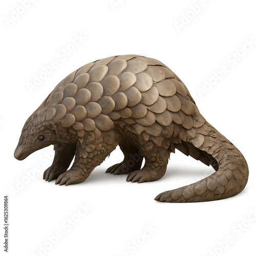 Detailed Pangolin Sculpture in Three Quarter View