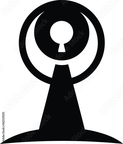 black radio button silhouette on white background