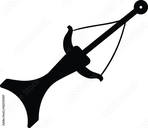 black slingshot silhouette on white background