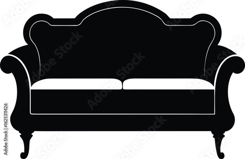 black sofa silhouette on white background