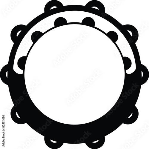black tambourine silhouette on white background