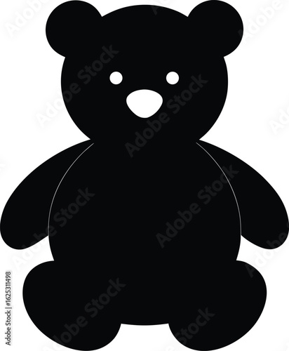 black teddy bear silhouette on white background