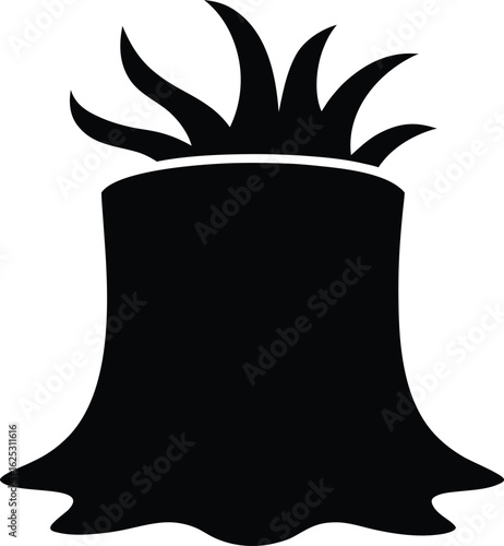 black tree stump silhouette on white background