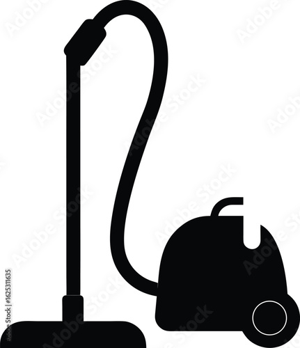 black vacuum cleaner silhouette on white background