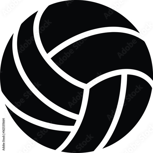 black volleyball silhouette on white background