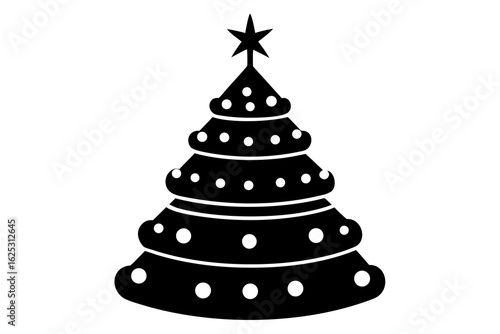 Wallpaper Mural Black & White Christmas Tree: Simple Holiday Icon for Festive Decoration Torontodigital.ca
