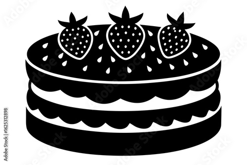 Layered Dessert with Fruit Topping Silhouette