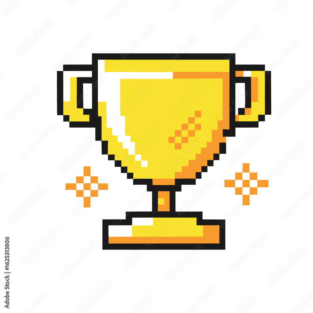Golden pixel trophy with sparkling accents award winner Golden pixel trophy with sparkling accents award winner