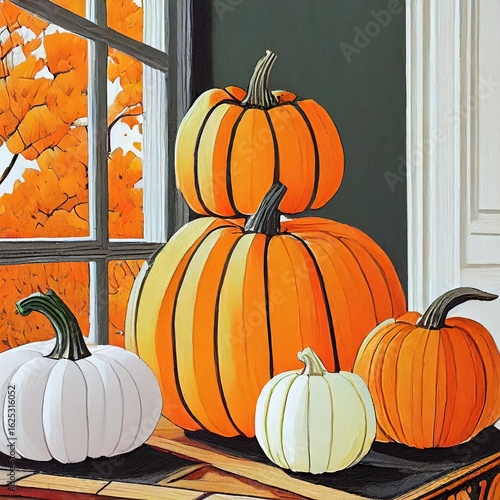 Fall seasonal pumpkin decor 