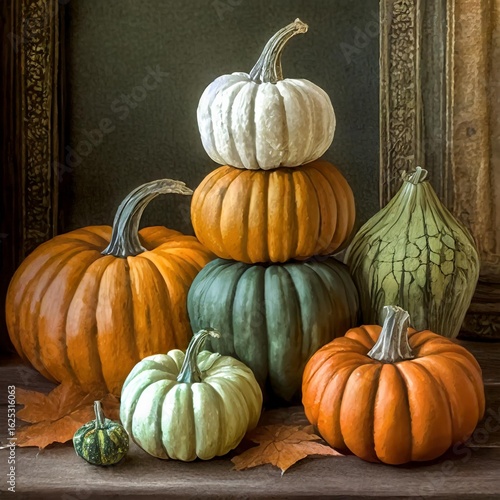 Fall seasonal pumpkin decor 